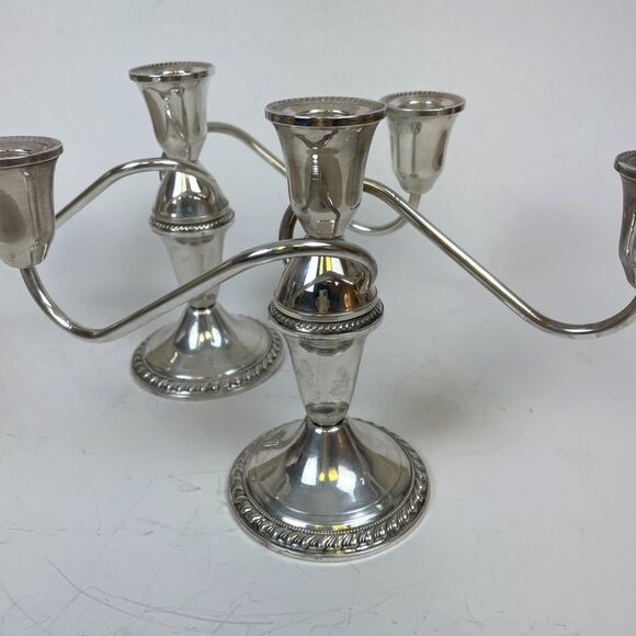 2 VTG Weighted Sterling Silver 2-Arm Candelabra Duchin Creation Candle Holders - Picture 2 of 16